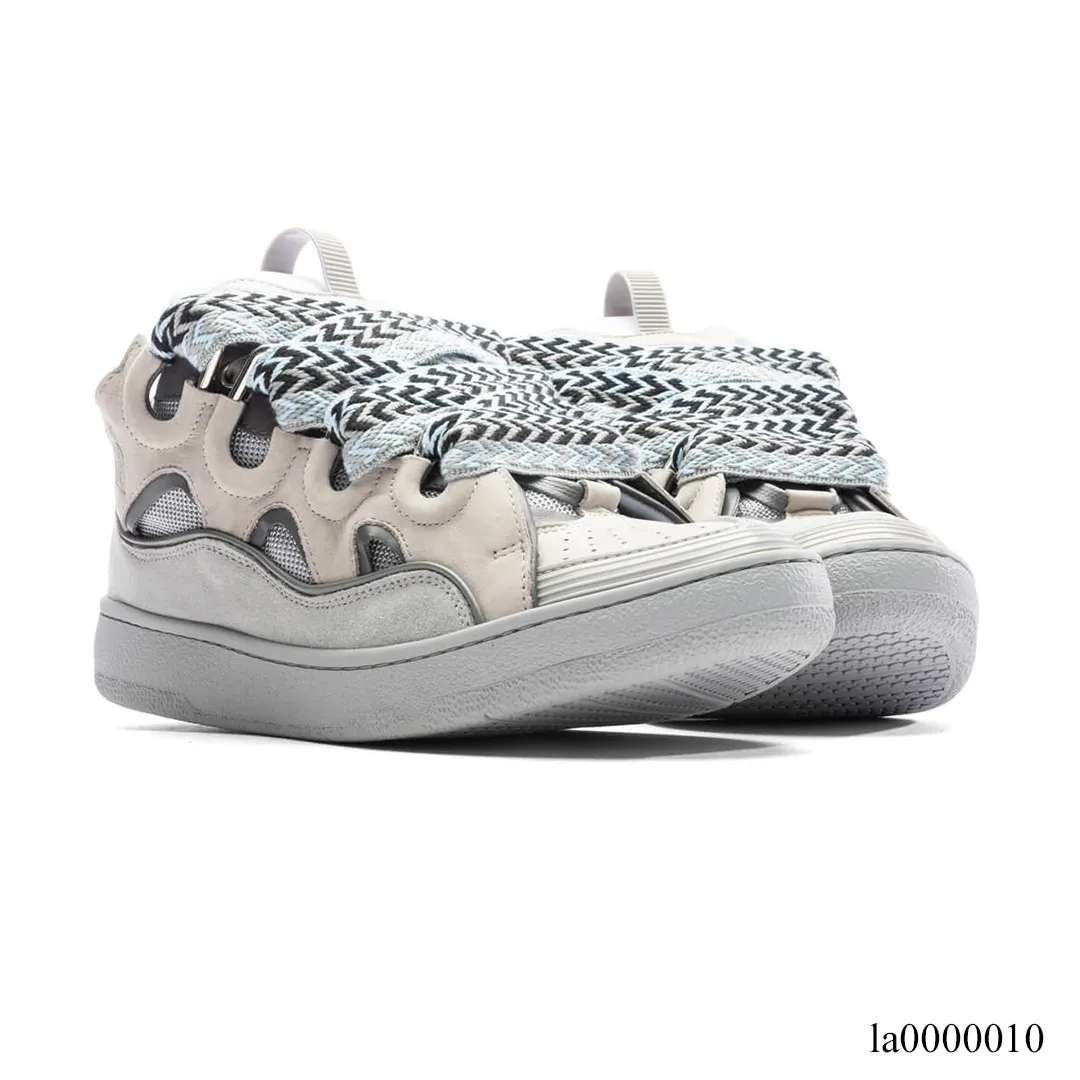 Lanvin Leather Curb Light Grey Blue Shoes Sneakers - la0000010 - Image 2