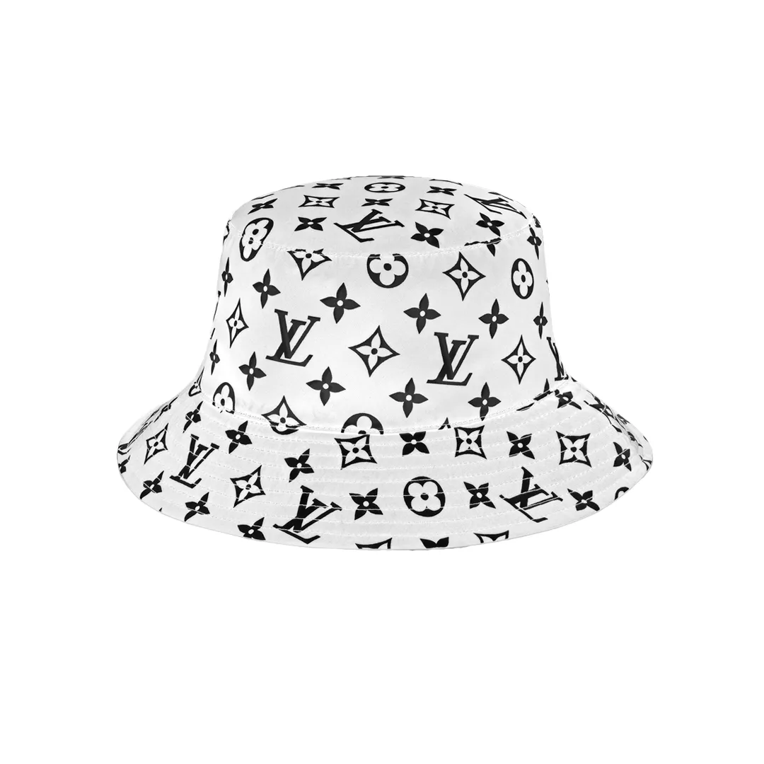 LOV Nylon Monogram Reversible Bob Bucket Hat Black White - LOV0026 - Image 2