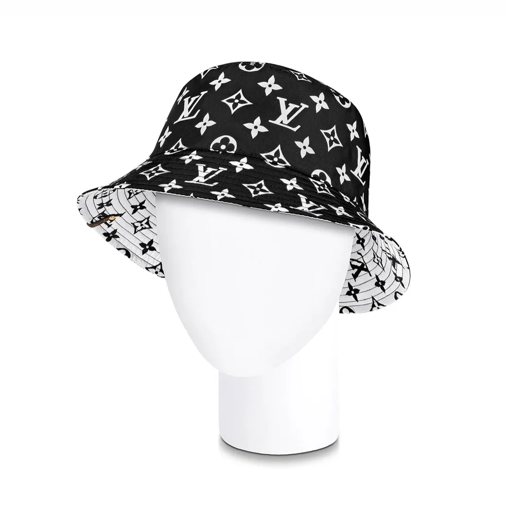LOV Nylon Monogram Reversible Bob Bucket Hat Black White - LOV0026 - Image 3