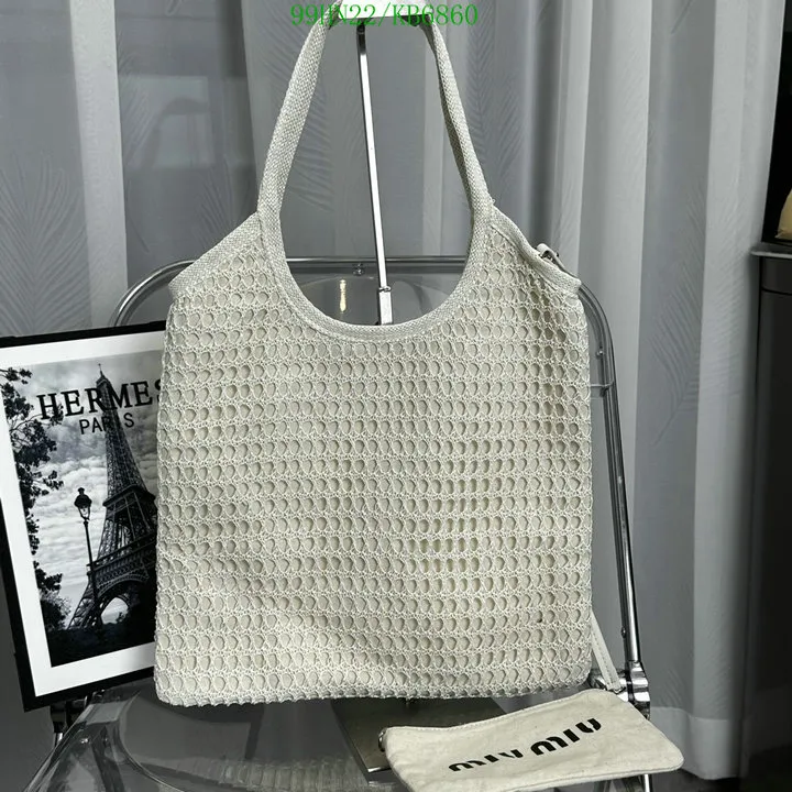MM Ivy Raffia-Effect Linen Bag White/Beige - MM0015 - Image 3