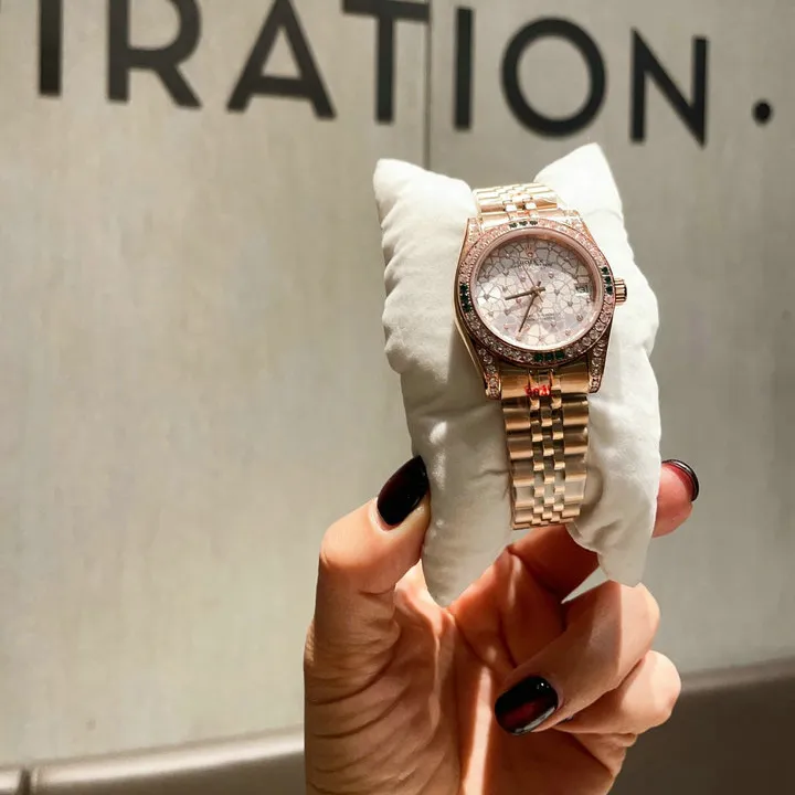 RL Datejust 31 278285RBR Everose Gold Dark Green Diamond 5-Leaf Custom - RL0022 - Image 3