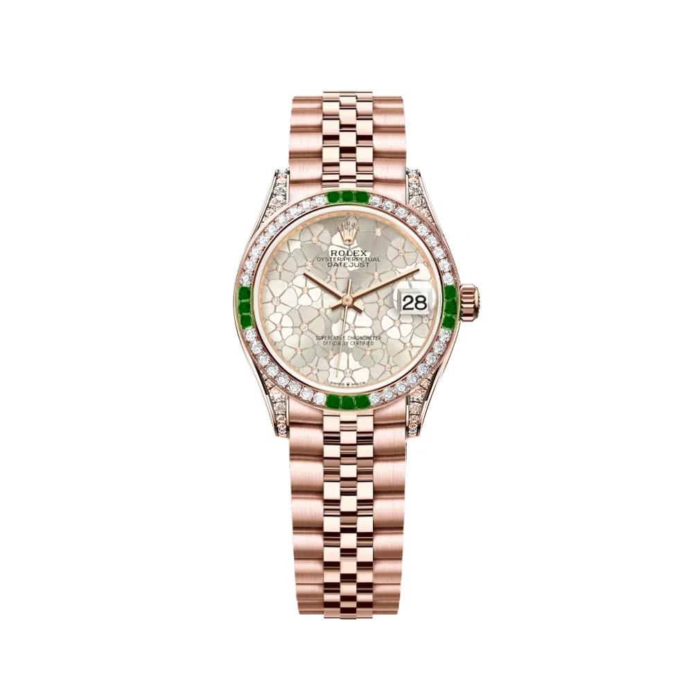 RL Datejust 31 278285RBR Everose Gold Dark Green Diamond 5-Leaf Custom - RL0022