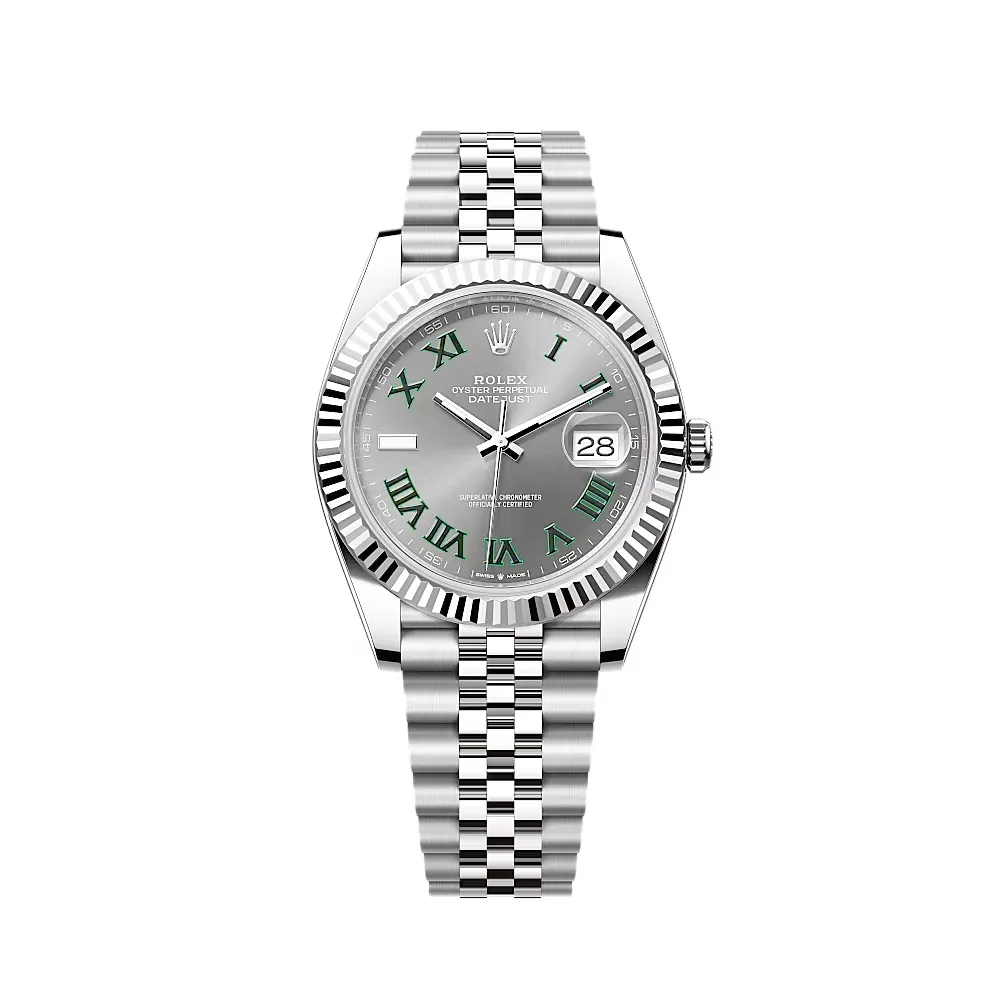 RL Datejust 41 126334 Oystersteel White Gold Green Roman Jubilee Bracelet - RL0038