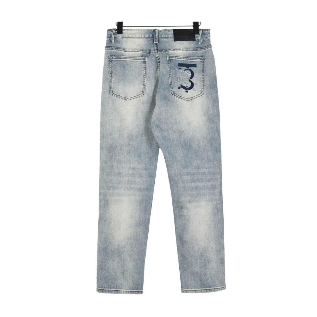 BUR Embroidered Crest Patch Jeans in Light Blue - 366 - bbr0000366 - Image 2