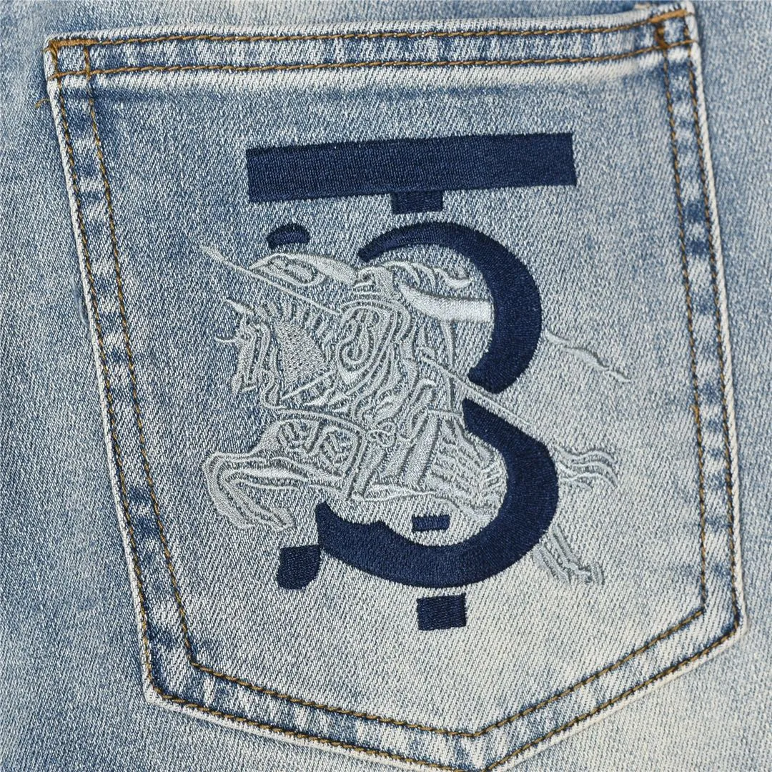 BUR Embroidered Crest Patch Jeans in Light Blue - 366 - bbr0000366 - Image 7