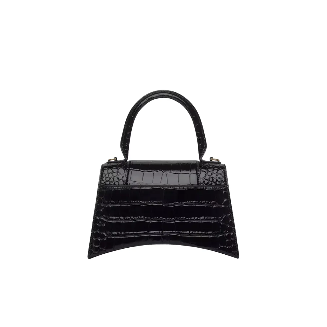 Alternative view of BLCG Small Hourglass Top Handle Bag Black Croc Embossed - 40 - bl0000040