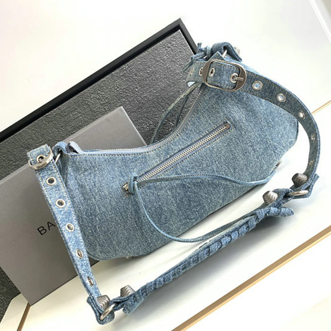 BLCG Le Cagole Light Blue Denim Shoulder Bag - BLCG0003 - Image 11