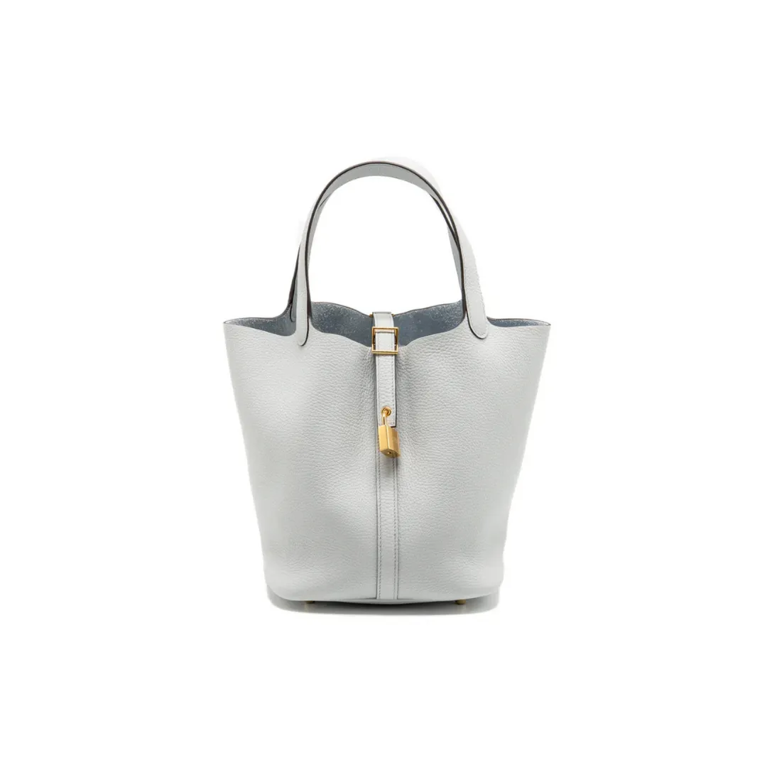 HM White Clemence Picotin Lock Bag  - 12- hm0000012