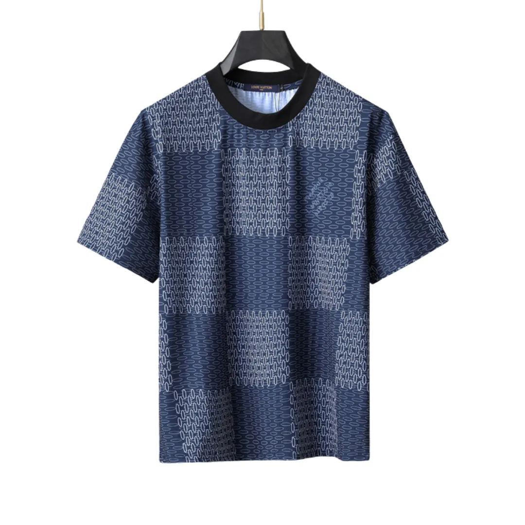 LOV Jacquard Damier T-Shirt in Dark Blue - lov0000772