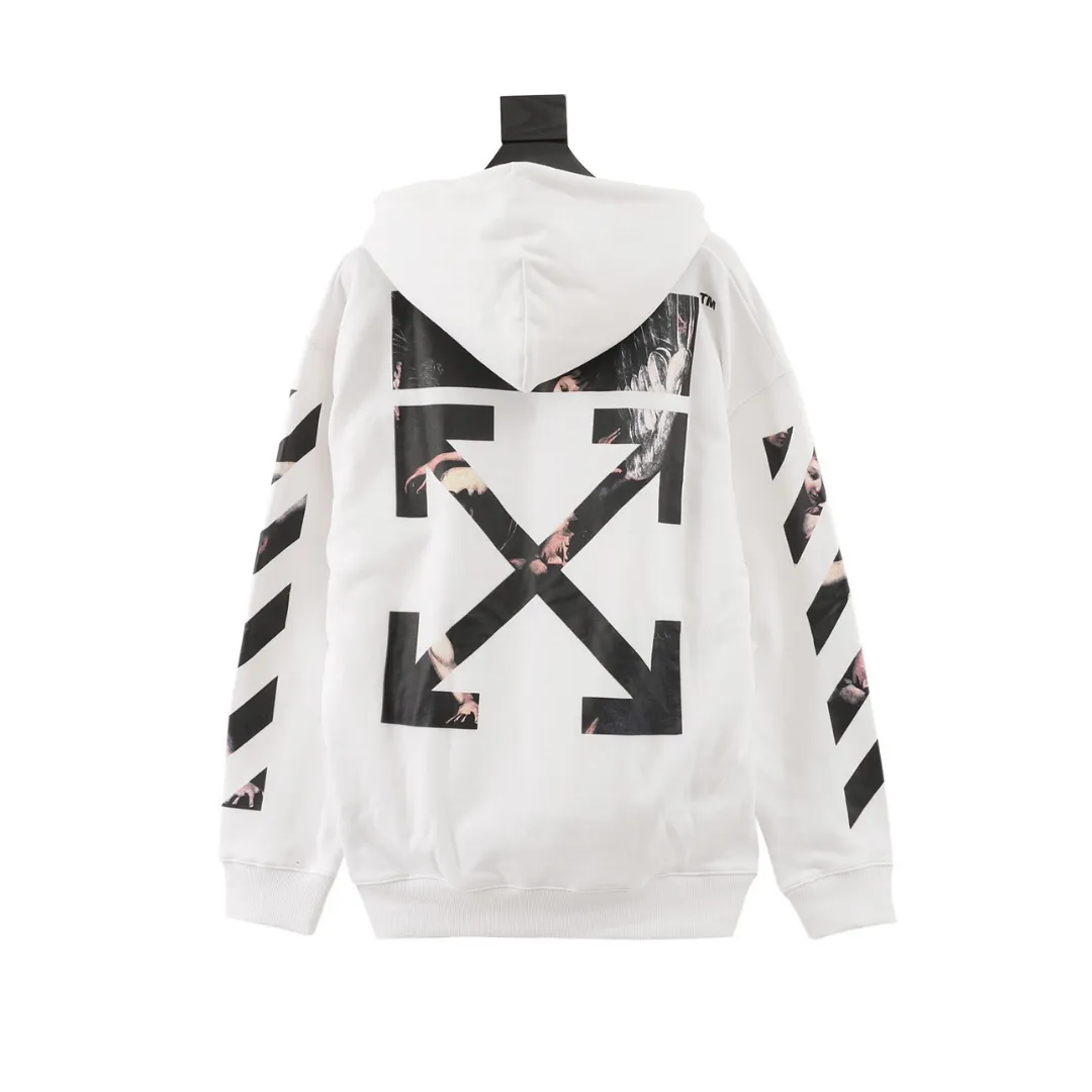 OW Caravaggio Slim Arrows Hoodie in White - 343 - owf0000343 - Image 2