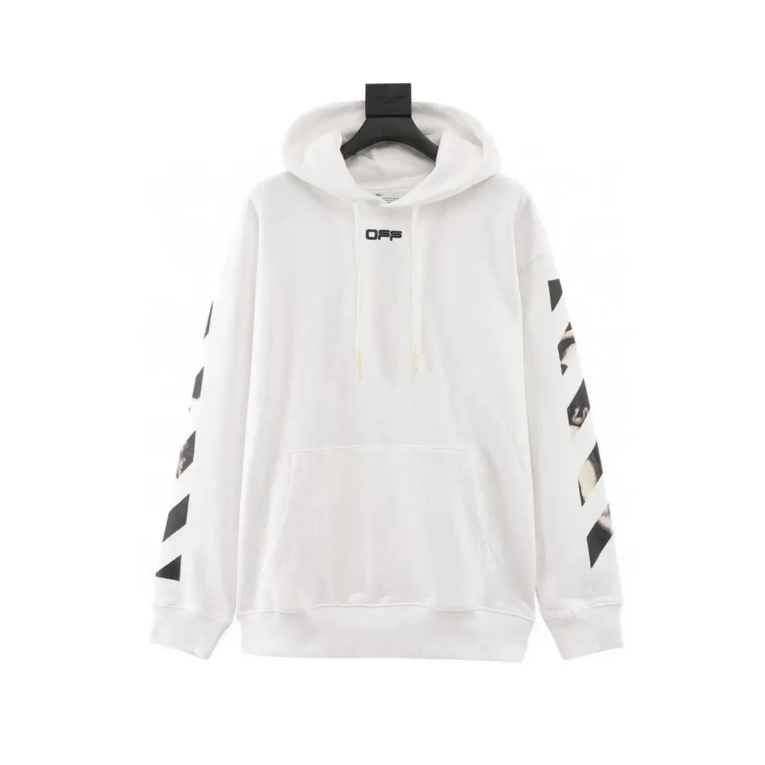OW Caravaggio Slim Arrows Hoodie in White - 343 - owf0000343
