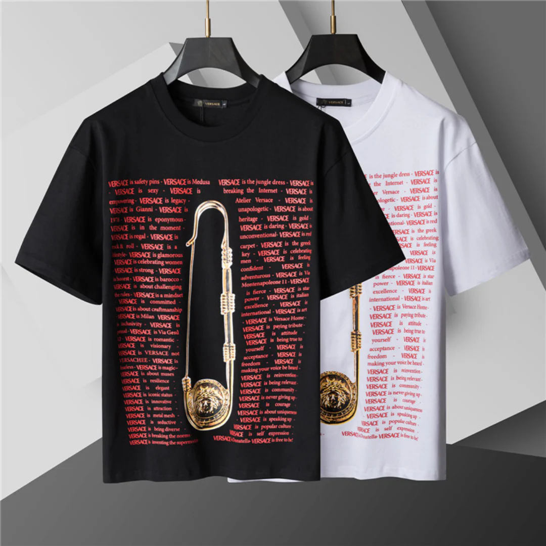 VS Medusa Safety Pin-print Cotton T-shirt in White - vs0000088 - Image 4