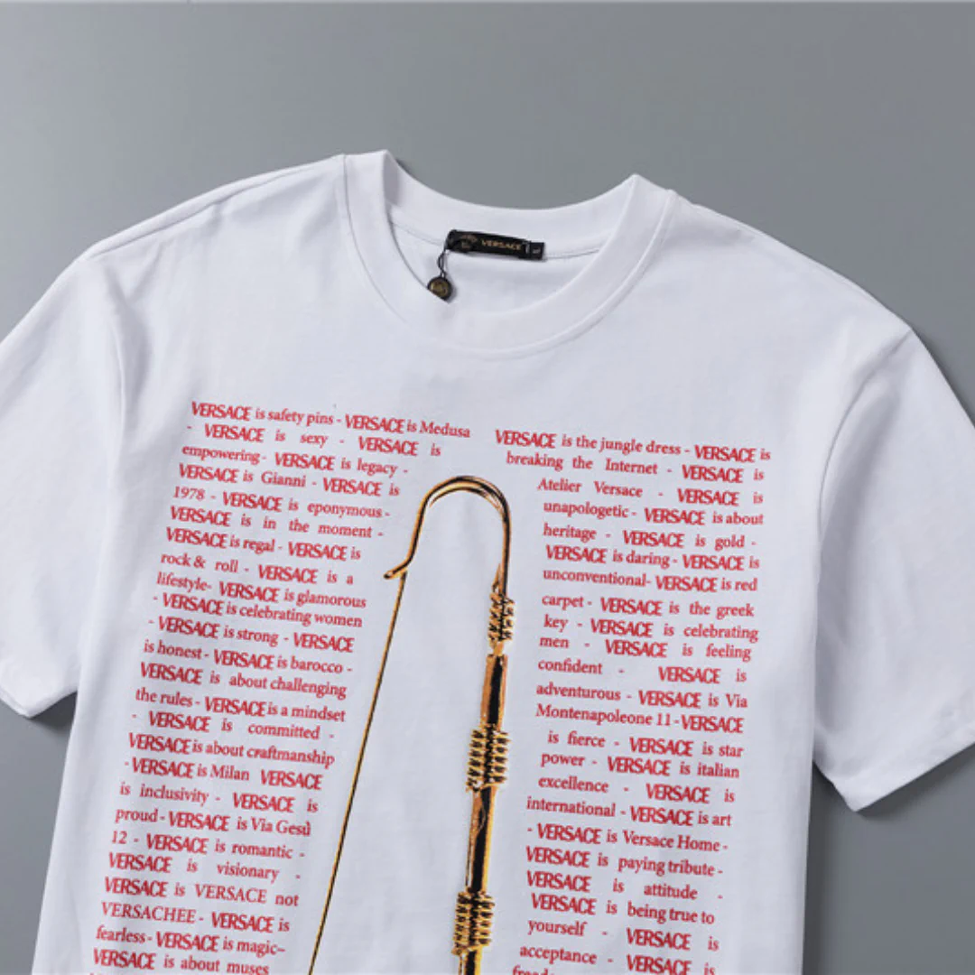 VS Medusa Safety Pin-print Cotton T-shirt in White - vs0000088 - Image 5