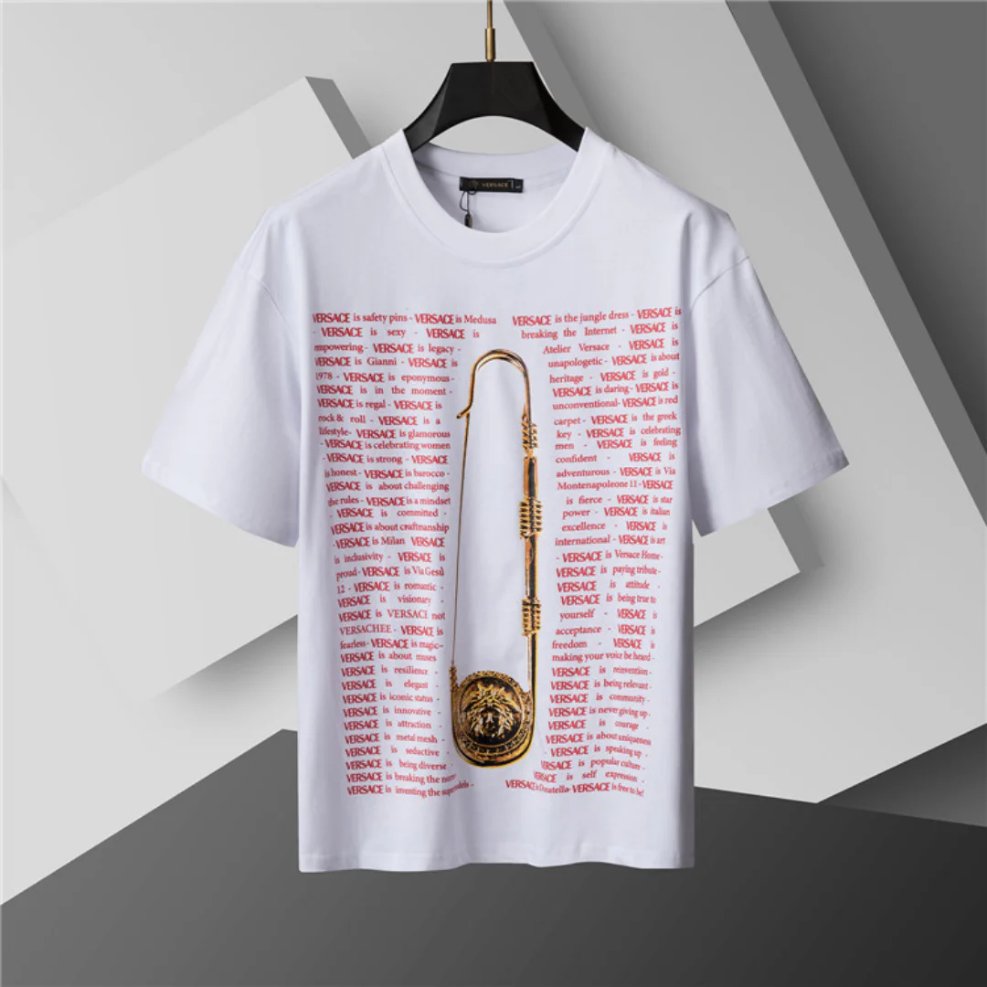 VS Medusa Safety Pin-print Cotton T-shirt in White - vs0000088 - Image 2