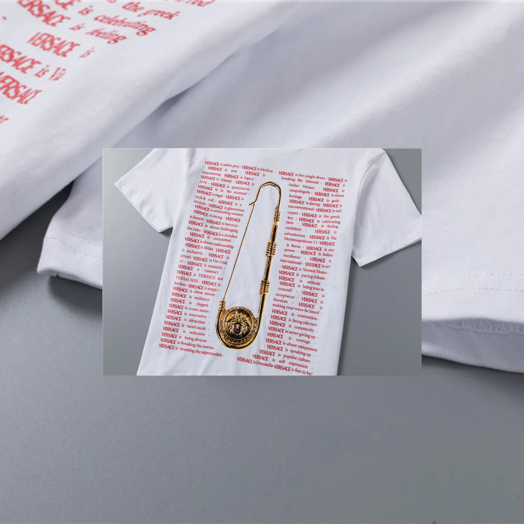 VS Medusa Safety Pin-print Cotton T-shirt in White - vs0000088 - Image 11