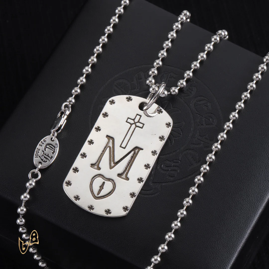 CH M Love Pattern Square Necklace - CH0006 - Image 4