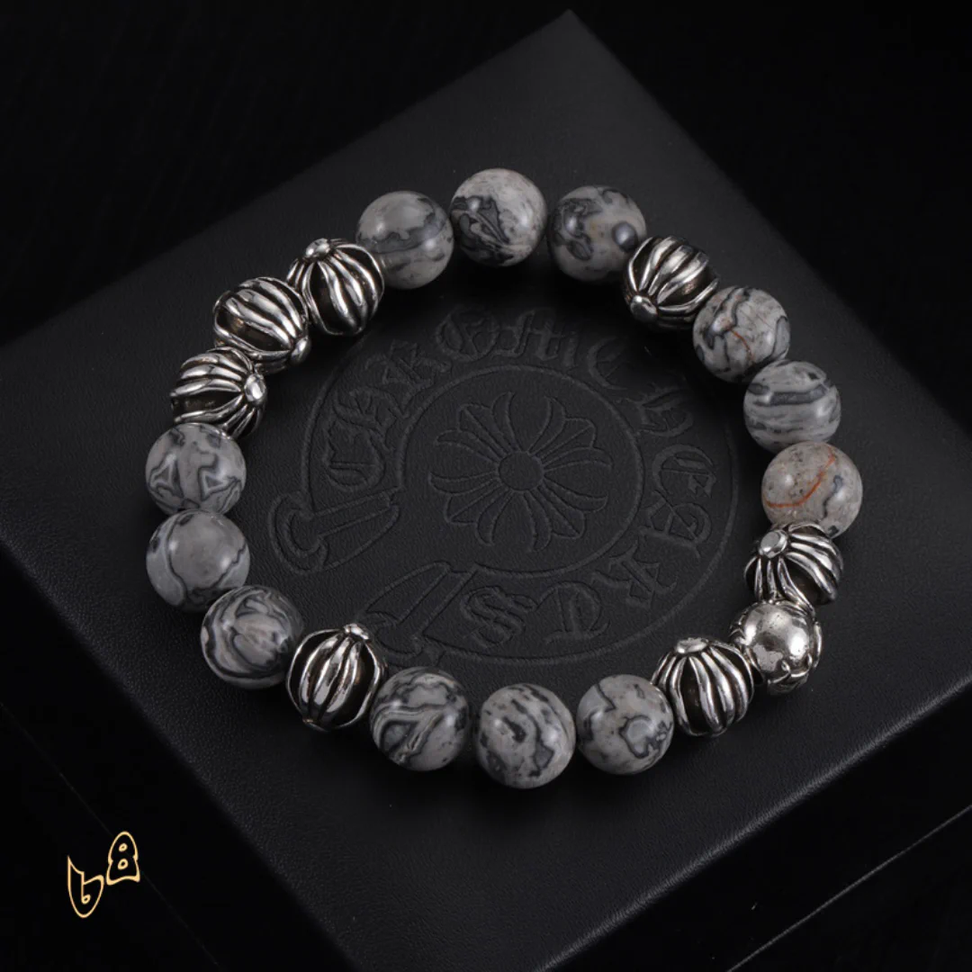 CH Grey Beaded Cross Bracelet - CH0069