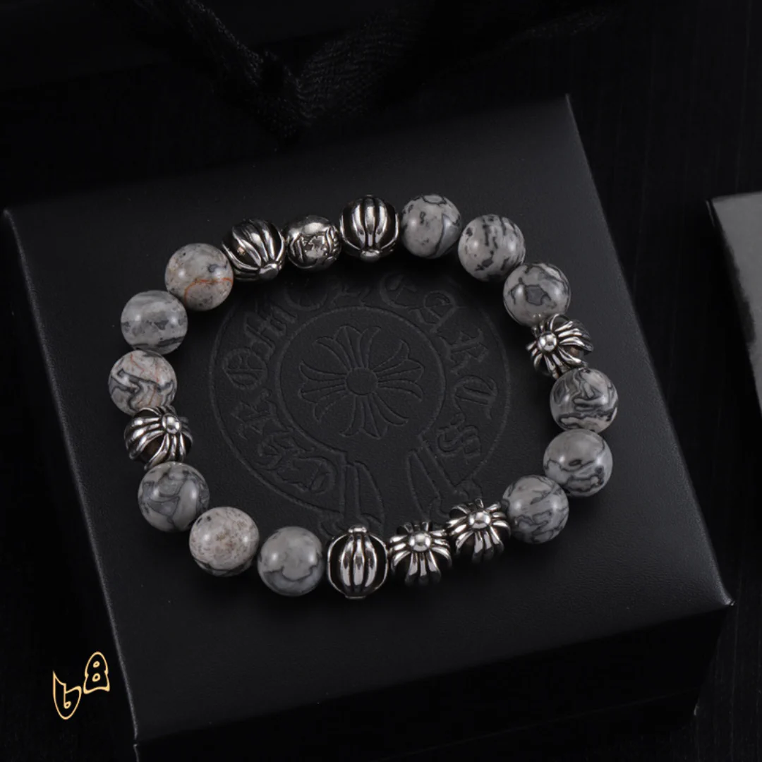 CH Grey Beaded Cross Bracelet - CH0069 - Image 4