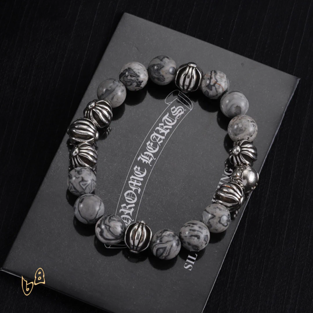 CH Grey Beaded Cross Bracelet - CH0069 - Image 3