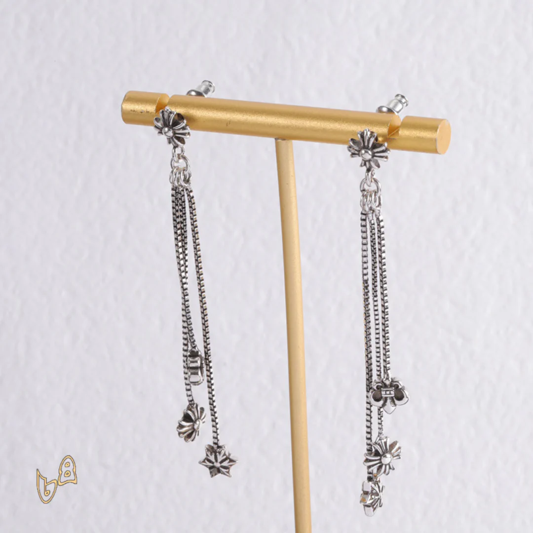 CH Triple Charm Drop Earrings - CH0157 - Image 4