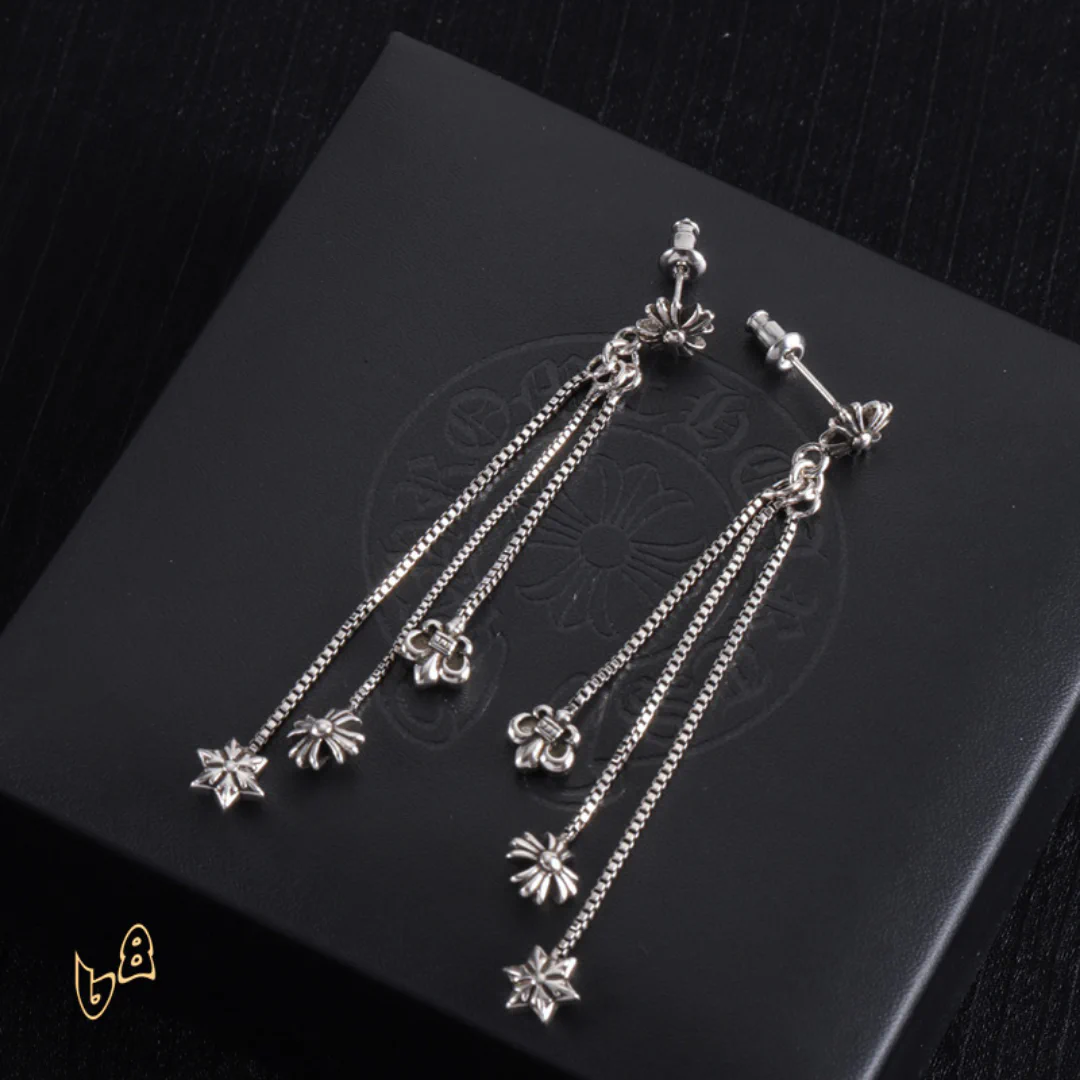 CH Triple Charm Drop Earrings - CH0157 - Image 3