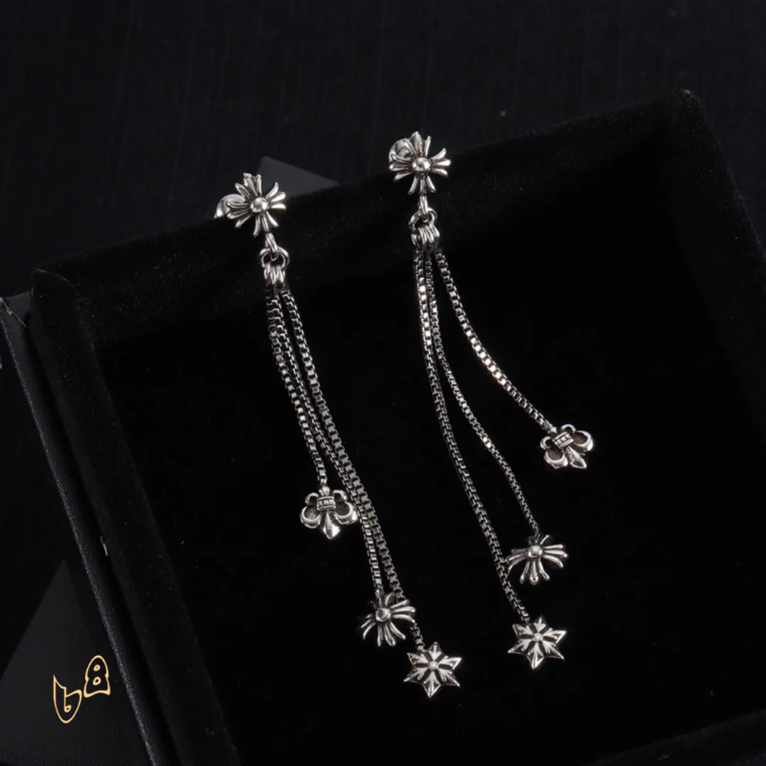 CH Triple Charm Drop Earrings - CH0157 - Image 2