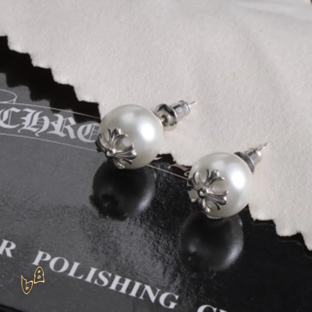 CH Cross Pearl Dangle Earrings - CH0168 - Image 8