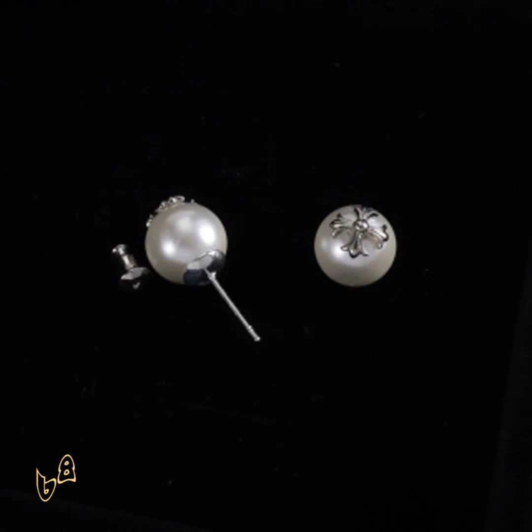 CH Cross Pearl Dangle Earrings - CH0168 - Image 7